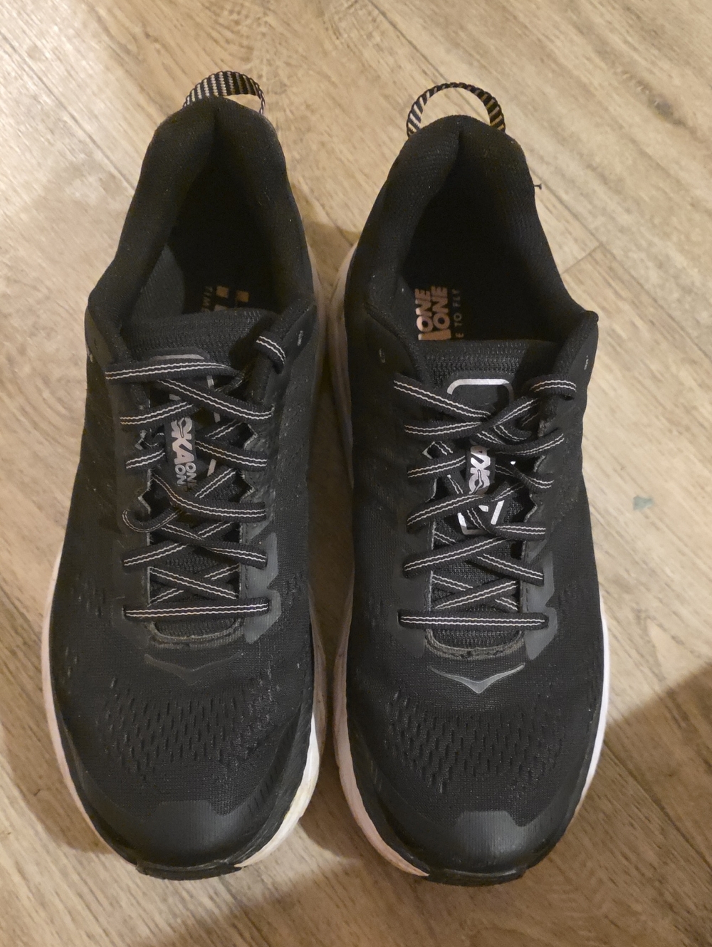 Hoka One One Men's Black and White Athletic Running Shoes